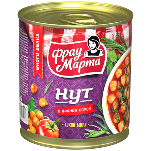 Нут Фрау Марта в пряном соусе, ЭРКОНПРОДУКТ, 310 г