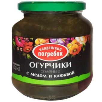 Огурчики Валдайский погребок Соленые с медом и клюквой, Валдай, 500 мл