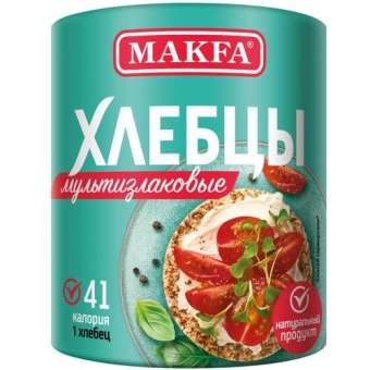 Хлебцы Makfa круглые мультизлаковые хрустящие зерновые, Макфа, 100 г