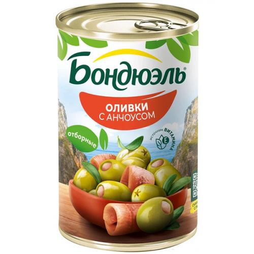 Оливки Бондюэль Мансанилья с анчоусом, Бондюэль, 300 г