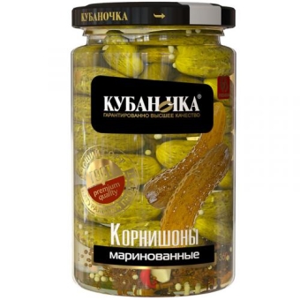 Огурцы маринованные Кубаночка корнишоны, Кубаночка, 360 г