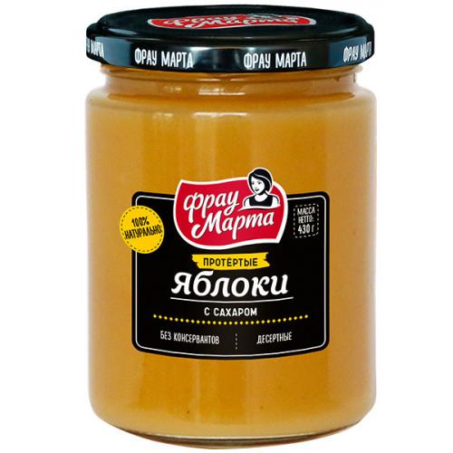 Яблоки Фрау Марта протертые с сахаром, ЭРКОНПРОДУКТ, 430 г