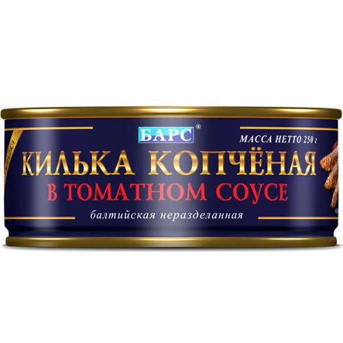 Килька балтийская Барс копченая, Барс, 250 г