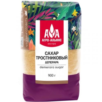 Сахар коричневый Агро-Альянс Экстра Демерара, Агро-Альянс, 900 г