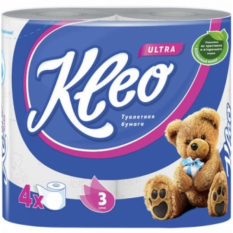 Бумага туалетная Kleo Ultra 3-х слойная, Мягкий знак