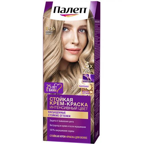 Крем-краска стойкая Палетт Интенсивный цвет для волос, 8-16 Пепельно-русый, Лаб Индастриз, 110 мл