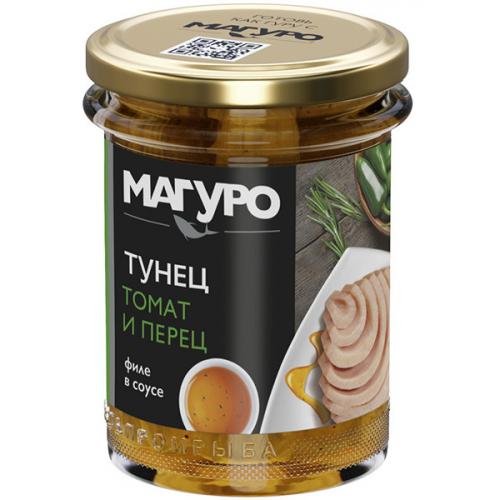 Тунец Магуро полосатый филе в соусе Томат и перец с маслом, Дальпромрыба, 200 г