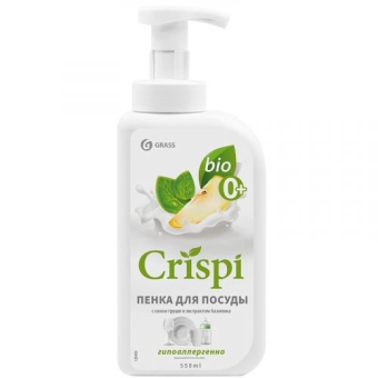 Пенка для мытья посуды Crispi с соком груши и экстрактом базилика, Грасс, 550 мл