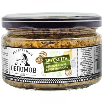 Брускетта овощная Ресторация Обломов Шпинат с грецким орехом, ПИКАНТА, 210 г