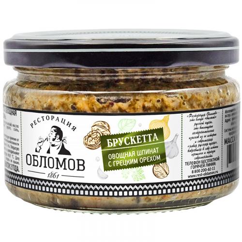 Брускетта овощная Ресторация Обломов Шпинат с грецким орехом, ПИКАНТА, 210 г