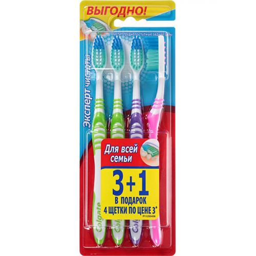 Щетка зубная Colgate 3+1 Эксперт чистоты средней жесткости, Colgate-Palmolive, .