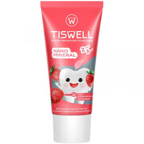 Паста зубная Tiswell Клубничный пломбир реминерализующая с наногидроксиапатитом для детей 2-6 лет, Unilever HPC, 60 г