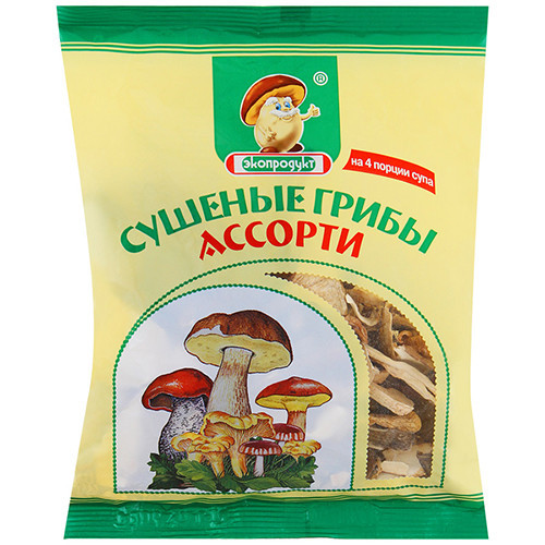 Грибы сушеные Экопродукт Ассорти, Экопродукт, 50 г