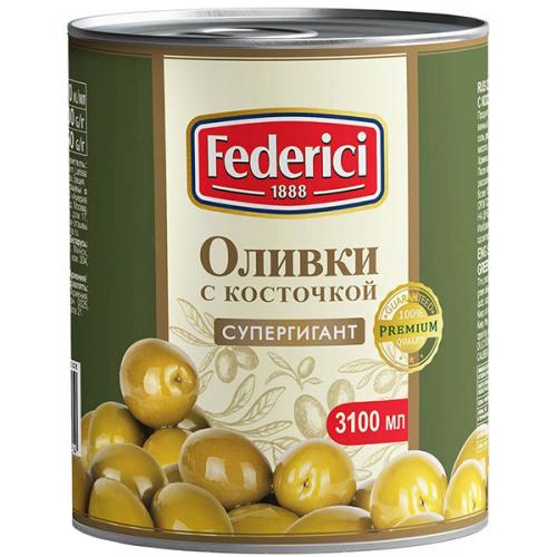 Оливки Federici Супергигант с косточкой, Olive Line International S.L., 3 кг