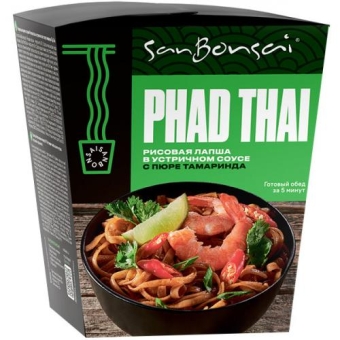 Лапша SanBonsai Phad Thai рисовая в устричном соусе с пюре тамаринда, Ресурс-С, 123 г