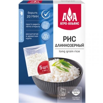Крупа Агро-Альянс Рис длиннозерный, Агро-Альянс, 400 г