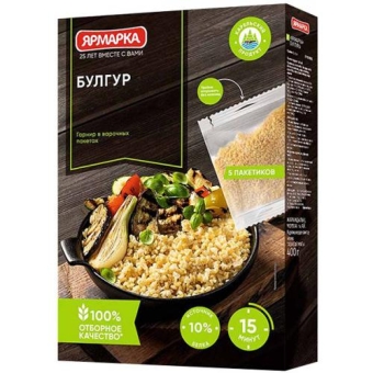 Булгур Ярмарка крупа из пшеницы в варочных пакетах, Ярмарка, 400 г