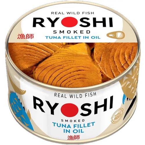 Тунец полосатый Ryoshi копченый в масле филе, БАРС, 185 г