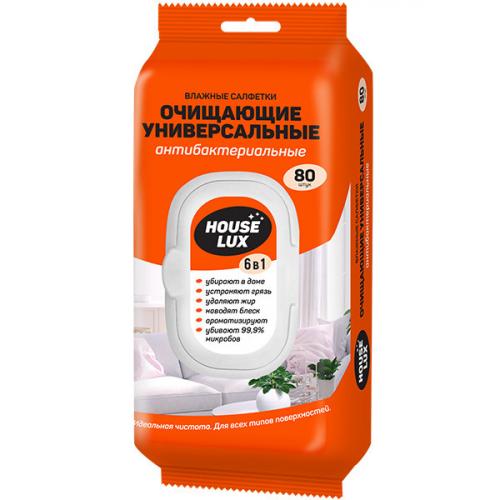Салфетки влажные House Lux 6 в 1 универсальные очищающие антибактериальные, Авангард,