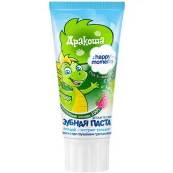 Паста зубная гелевая Happy Moments Дракоша Малина для детей от 1 года, Концерн Калина, 60 мл