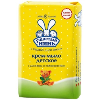 Крем-мыло Ушастый нянь с алоэ вера и подорожником, детское, Невская Косметика, 90 г