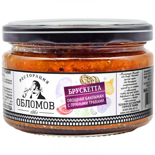 Брускетта овощная Ресторация Обломов Баклажан с пряными травами, ПИКАНТА, 210 г