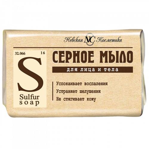 Мыло туалетное Невская косметика Серное для лица и тела, Невская косметика, 90 г