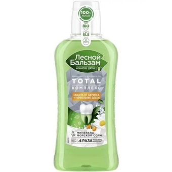 Ополаскиватель для полости рта Лесной бальзам Total Комплекс с морской солью, экстрактом ромашки и маслом облепихи, Концерн Калина, 400 мл