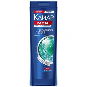 Шампунь и бальзам Клиар Men Активспорт 2 в 1 против перхоти, Unilever HPC, 200 мл
