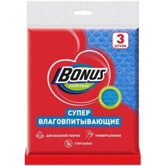 Салфетки Bonus Everyday супервлаговпитывающие, БИОСФЕРА СЕРВИС,