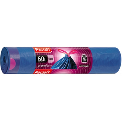 Мешки для мусора Paclan Premium с лентой, синие, Paclan, 60 л