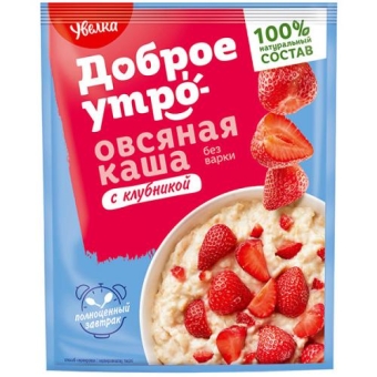 Каша овсяная Увелка с клубникой, Увелка,