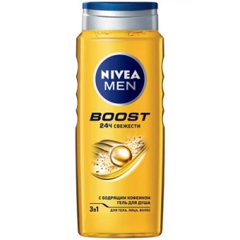 Гель для душа Nivea Men Boost 3 в 1 для тела, лица и волос, Beiersdorf, 500 мл