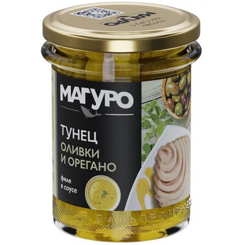 Тунец Магуро полосатый филе в соусе Оливки и орегано, Дальпромрыба, 200 г