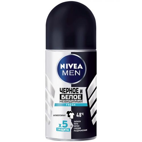 Антиперспирант роликовый Nivea Men Черное и белое Невидимый Fresh, Beiersdorf, 50 мл