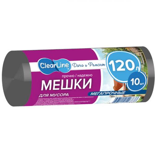 Мешки для мусора Clear Line Дача и ремонт мегапрочные, черные, ТК НЭП, 120 л