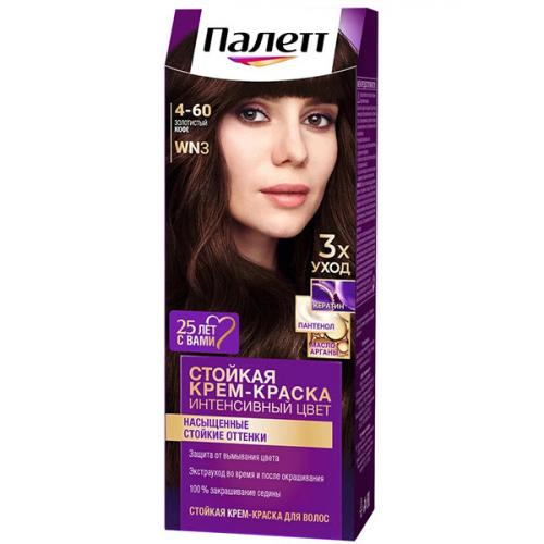 Крем-краска стойкая Палетт Интенсивный цвет для волос, 4-60 Золотистый кофе, Лаб Индастриз, 110 мл
