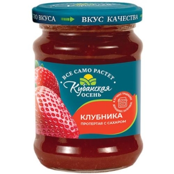 Клубника Кубанская осень протертая с сахаром, Стоевъ, 280 г