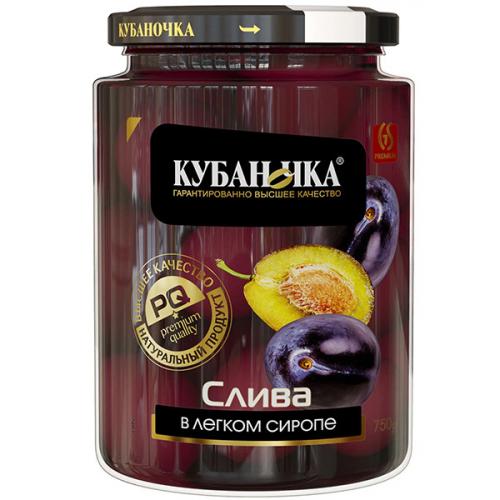 Слива Кубаночка в легком сиропе, Кубаночка, 520 г