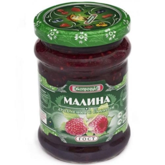 Малина Экопродукт, дробленная с сахаром, Экопродукт, 320 г