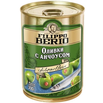 Оливки Filippo Berio с анчоусом, Филиппо Беррио, 300 г