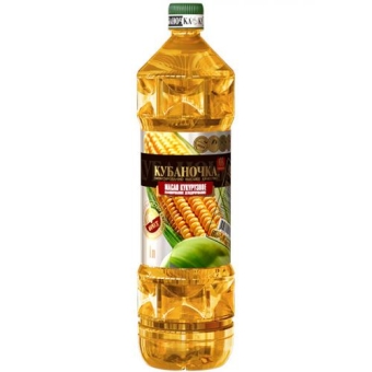Масло Кубаночка кукурузное рафинированное дезодорированное, Кубаночка, 1 л