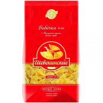 Макаронные изделия Шебекинские 400 Бабочки, Инфолинк, 350 г