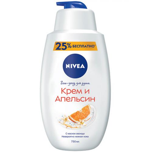 Гель-уход для душа Nivea Крем и апельсин, Beiersdorf, 750 мл