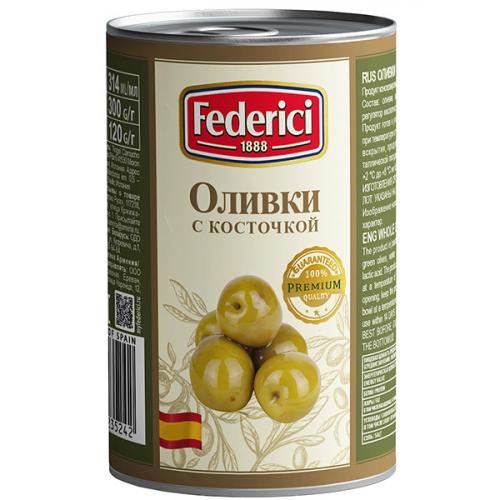 Оливки Federici с косточкой, Olive Line International S.L., 300 г