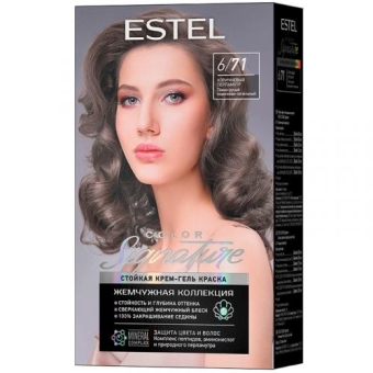 Крем-гель краска стойкая Estel Color Signature для волос, 6/71 коричневый перламутр, Эстель, 150 мл