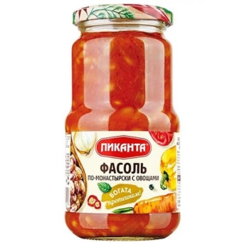 Фасоль Пиканта по-монастырски с овощами, Пиканта, 470 г