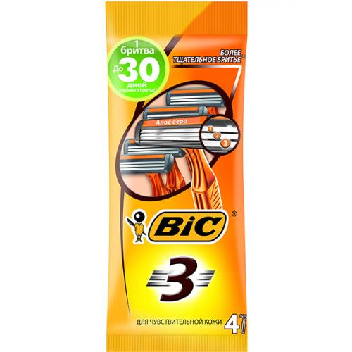 Станок бритвенный Bic 3 Sensitive одноразовый, BIC, .