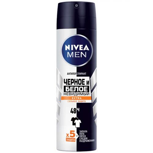 Антиперспирант-спрей Nivea Men Черное и белое Невидимый Extra, Beiersdorf, 150 мл