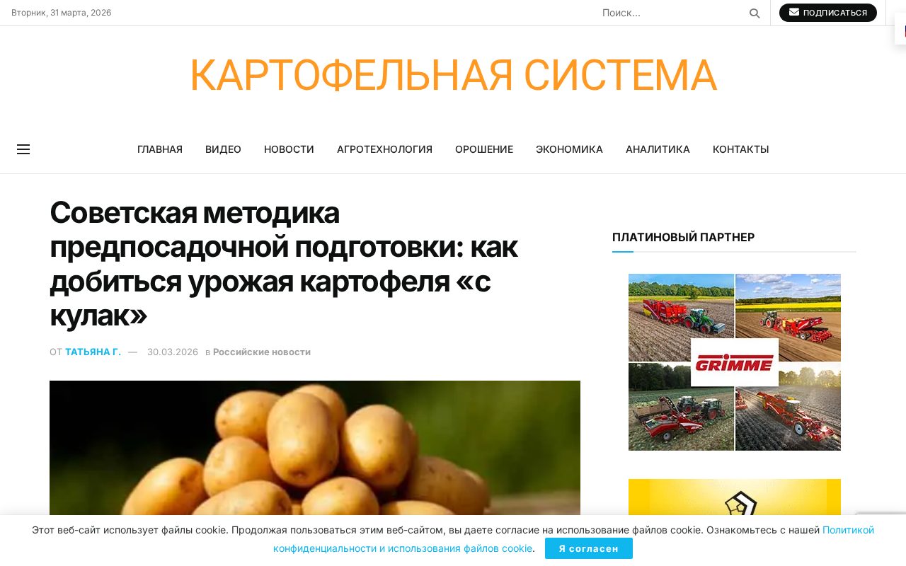 мастерская демонстрация разрезки клубней, обработки золой и хранения при 12°C